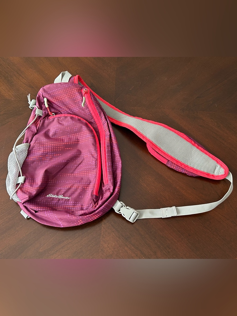 Eddie Bauer Pink and Purple Sling Backpack